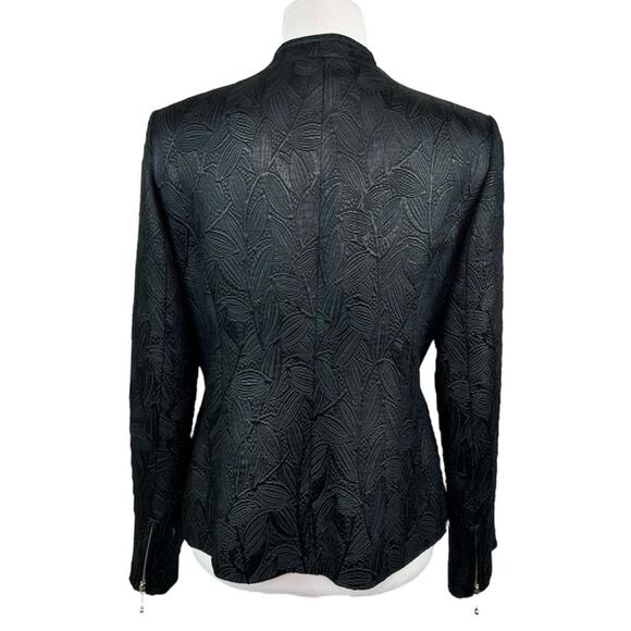 HOBBS Marilyn Anselm Black Textured Jacquard Zip Front Jacket Women’s Size 10 - Picture 4 of 13